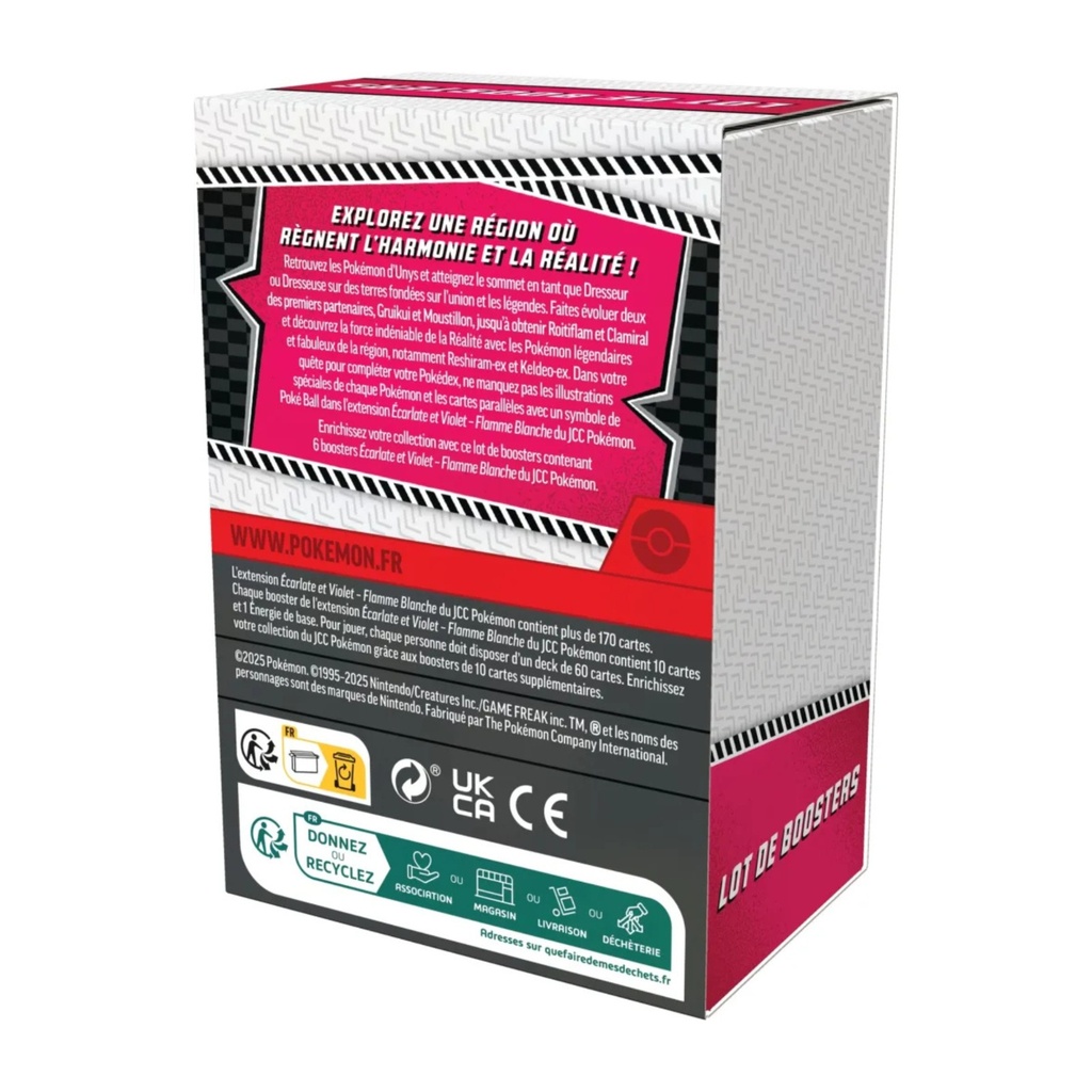 Pokémon JCC : Lot de 6 boosters Écarlate et Violet - EV 10.5 Flamme Blanche - FR